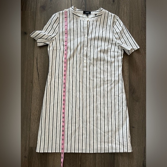 THEORY Women’s Trapeze Dress Linen Cotton Blend Striped Size Medium - Picture 3 of 11